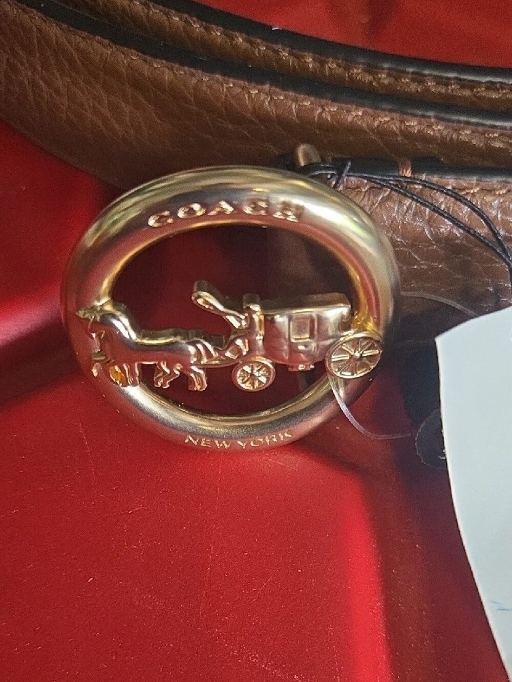 COACH Brown Leather Belt with Gold Horsebit Buckle. Size MEDIUM - Picture 4 of 4